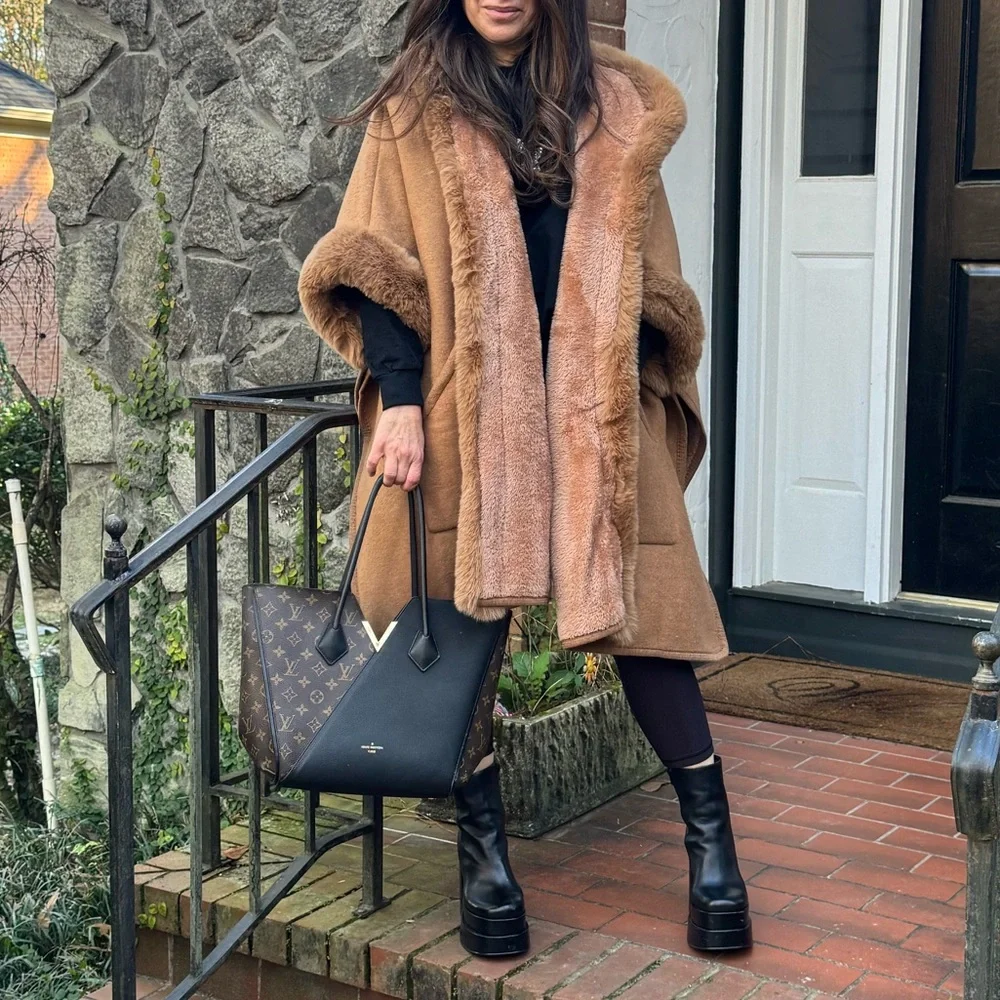 Fabulous Oversized Faux Fur Hooded Cap Jacket - Picture 2 of 7